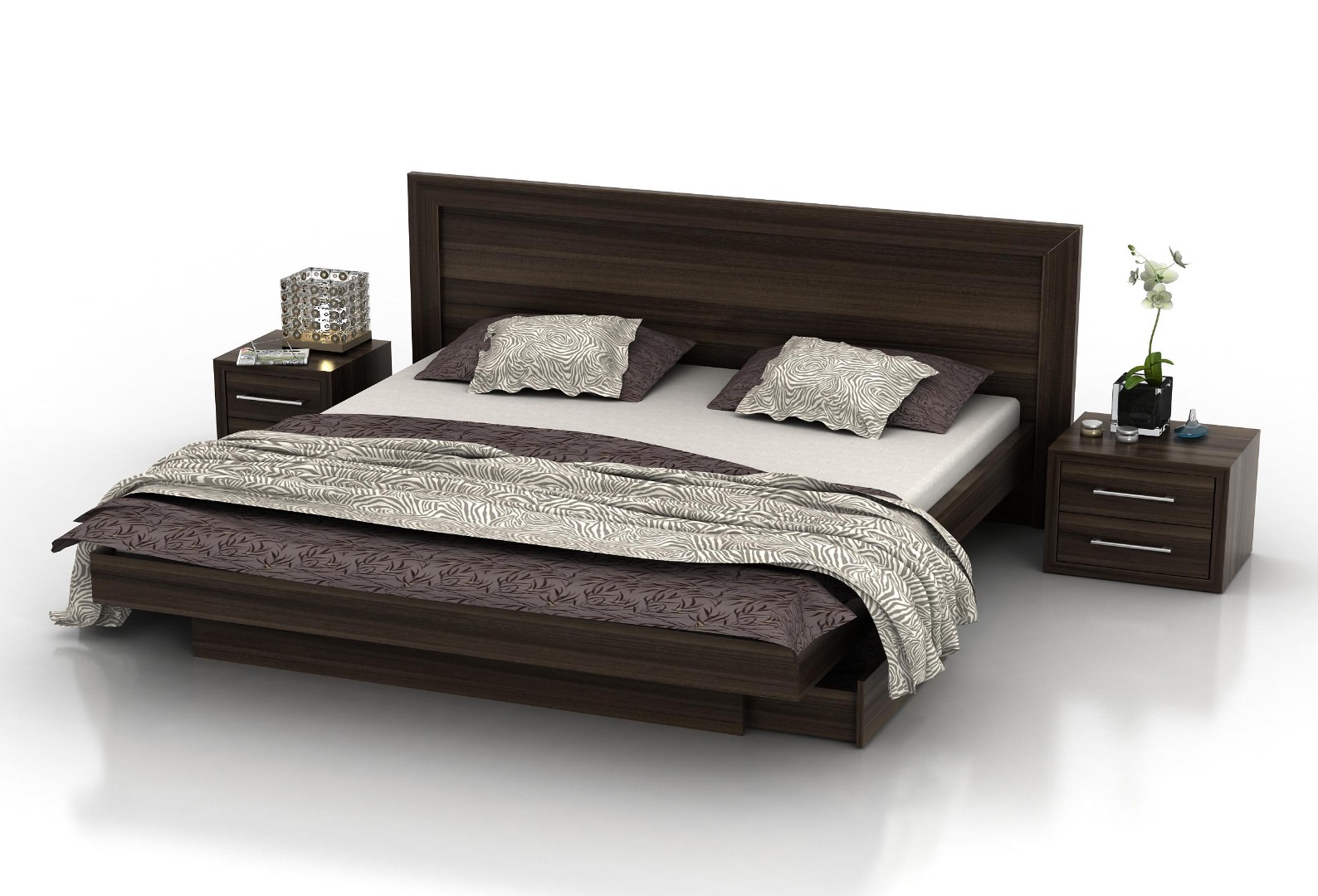 Кровать в скандинавском стиле с тумбами